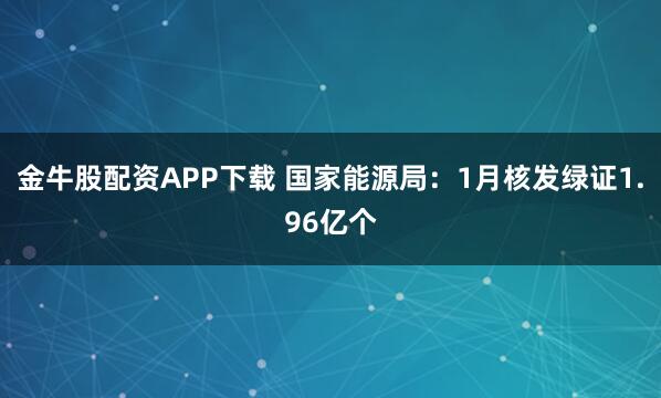 金牛股配资APP下载 国家能源局：1月核发绿证1.96亿个